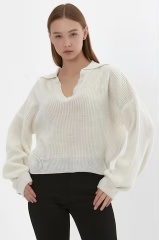 Personalized Women’s Soft Grey V-Neck Knit Sweater