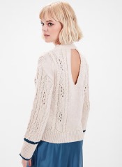 OEM ODM Women’s Cable Knit Sweater with Cut-Out Back