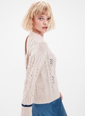 OEM ODM Women’s Cable Knit Sweater with Cut-Out Back