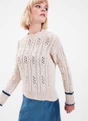 OEM ODM Women’s Cable Knit Sweater with Cut-Out Back
