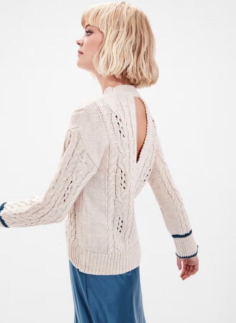 OEM ODM Women’s Cable Knit Sweater with Cut-Out Back