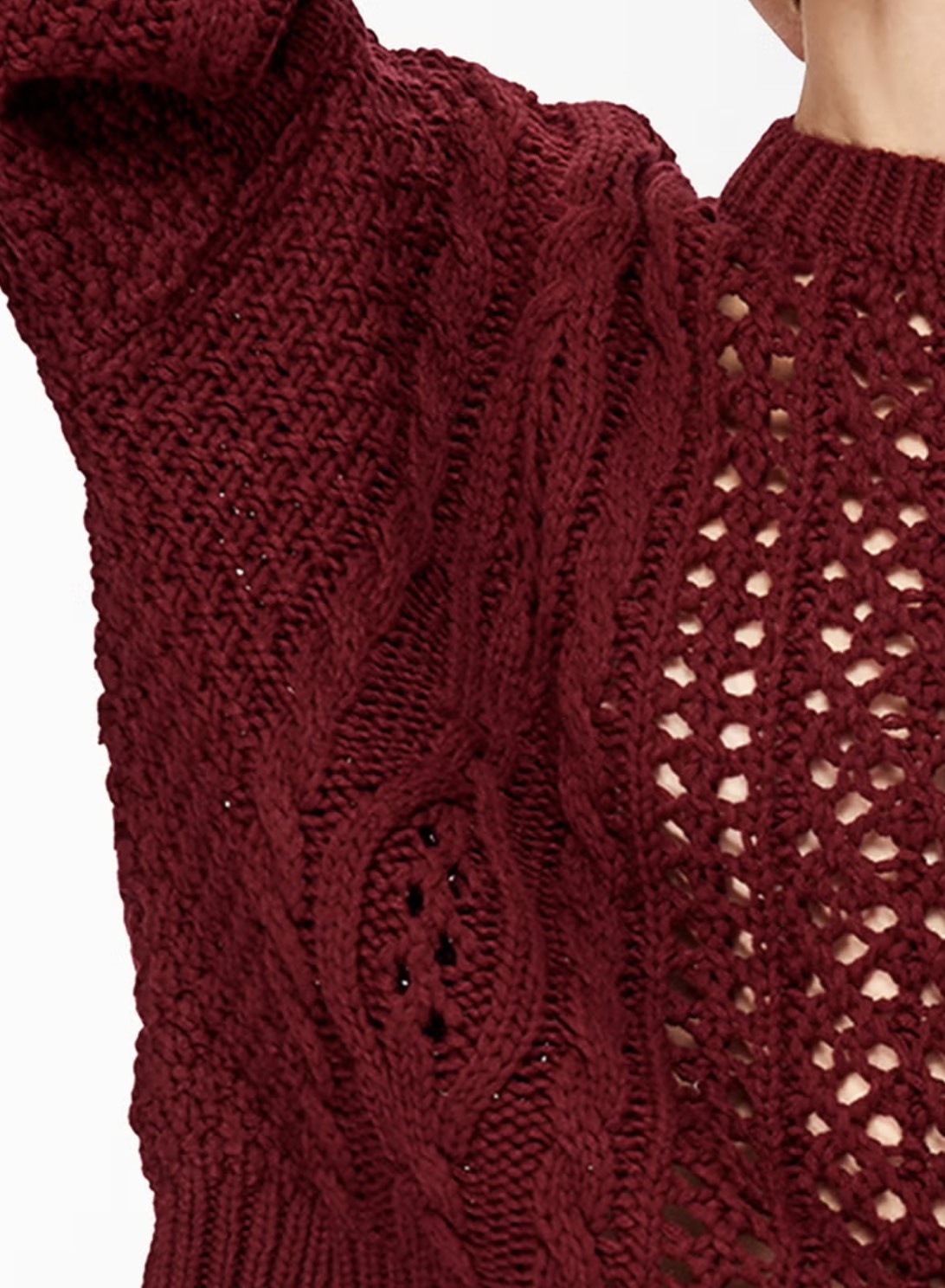 OEM ODM Burgundy Cable Knit Sweater with Red Accents