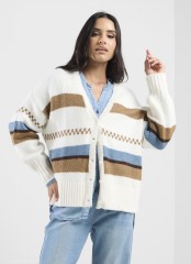 Factory-Direct Striped Colorblock Knit Sweater
