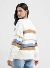 Factory-Direct Striped Colorblock Knit Sweater