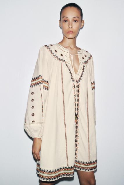 OEM ODM Bohemian Embroidered Linen Dress