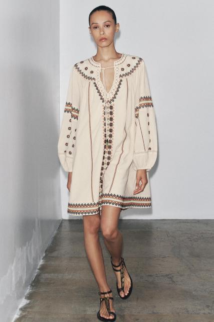 OEM ODM Bohemian Embroidered Linen Dress