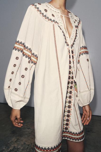 OEM ODM Bohemian Embroidered Linen Dress