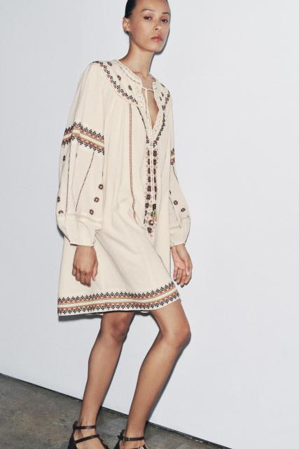 OEM ODM Bohemian Embroidered Linen Dress
