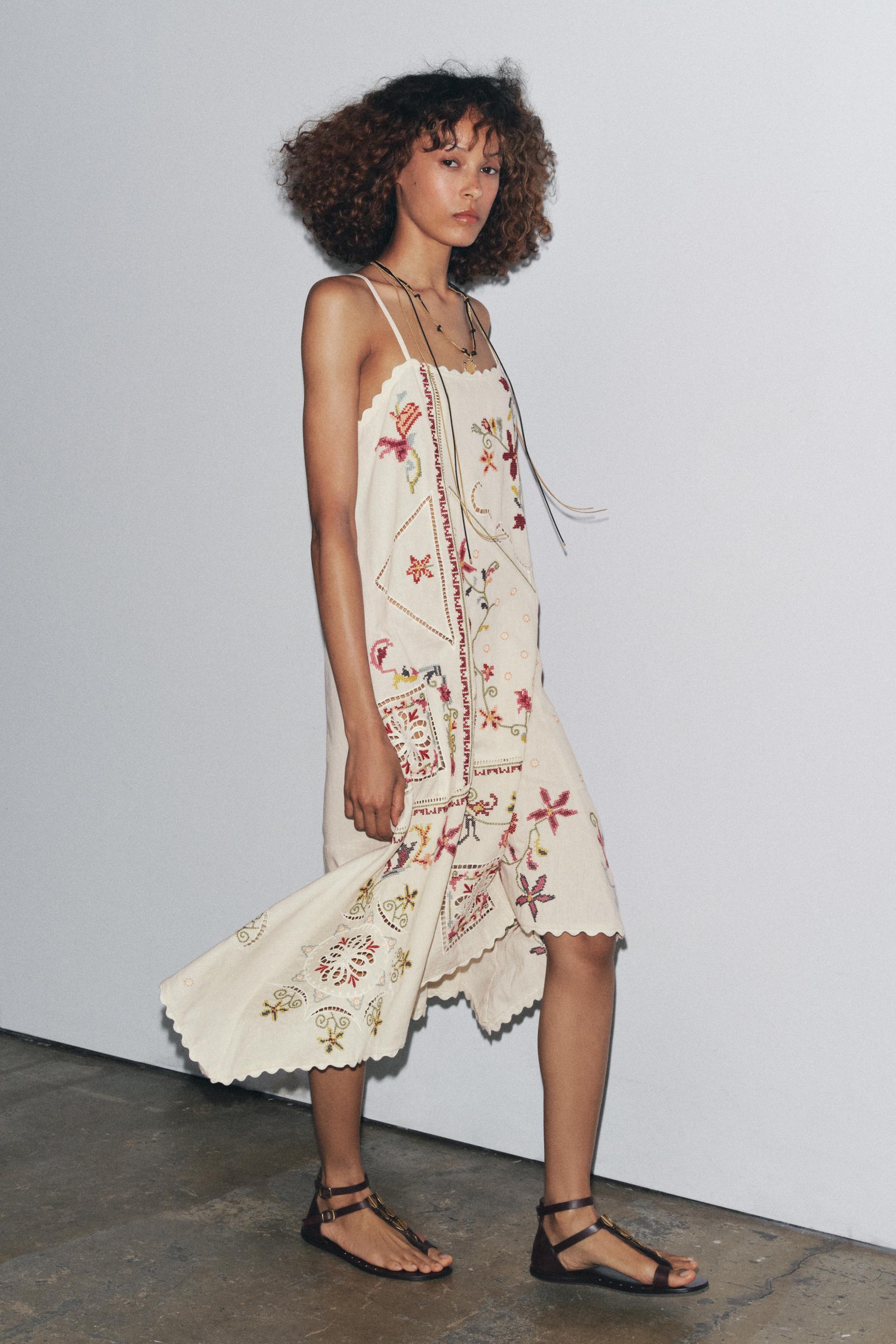 Wholesale Embroidered Bohemian Linen Slip Dress