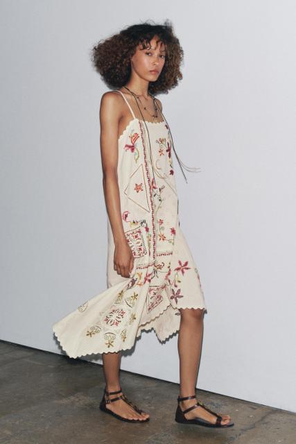 Wholesale Embroidered Bohemian Linen Slip Dress