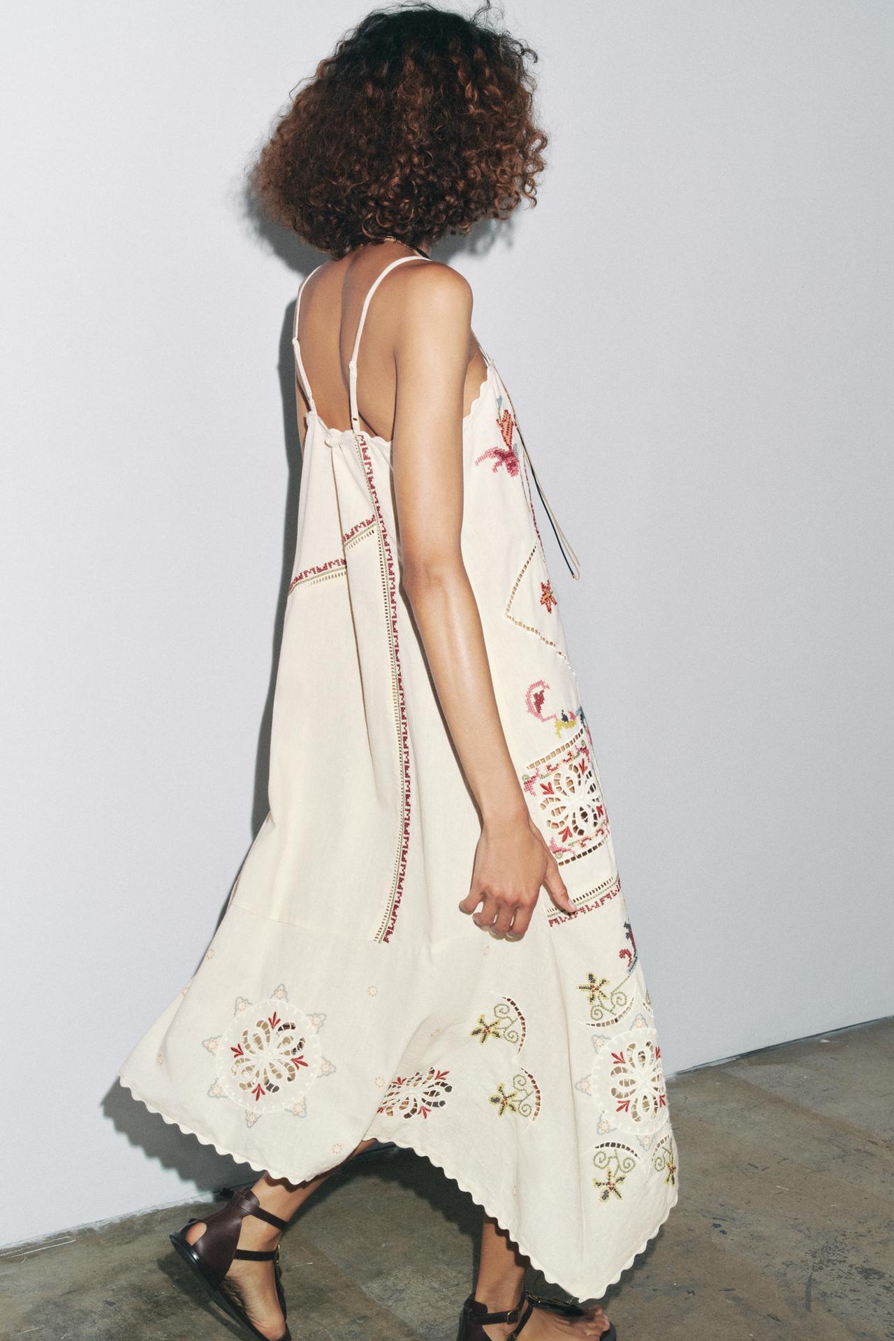 Wholesale Embroidered Bohemian Linen Slip Dress