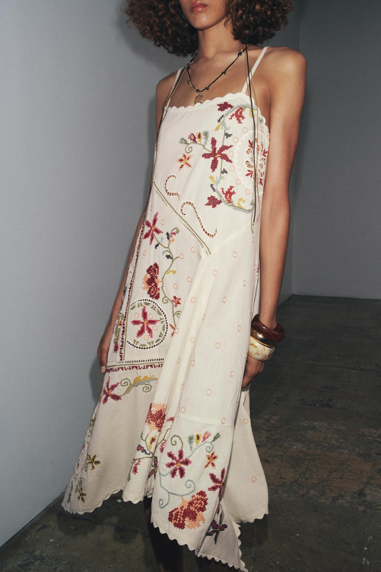 Wholesale Embroidered Bohemian Linen Slip Dress