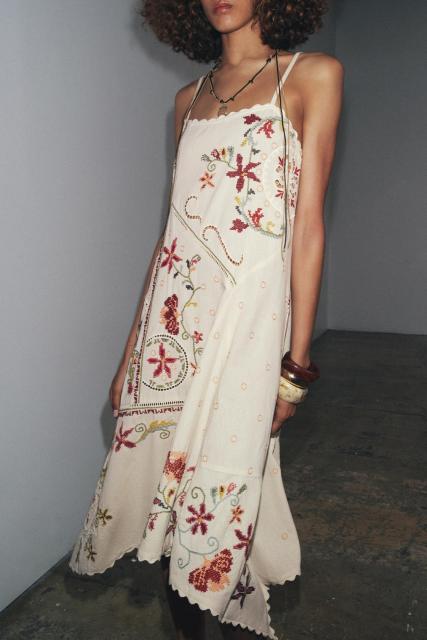 Wholesale Embroidered Bohemian Linen Slip Dress