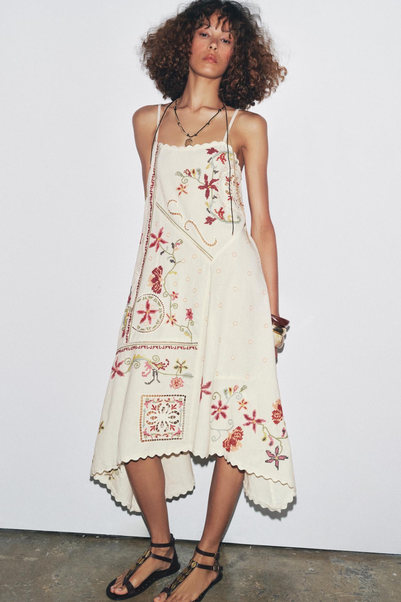 Wholesale Embroidered Bohemian Linen Slip Dress