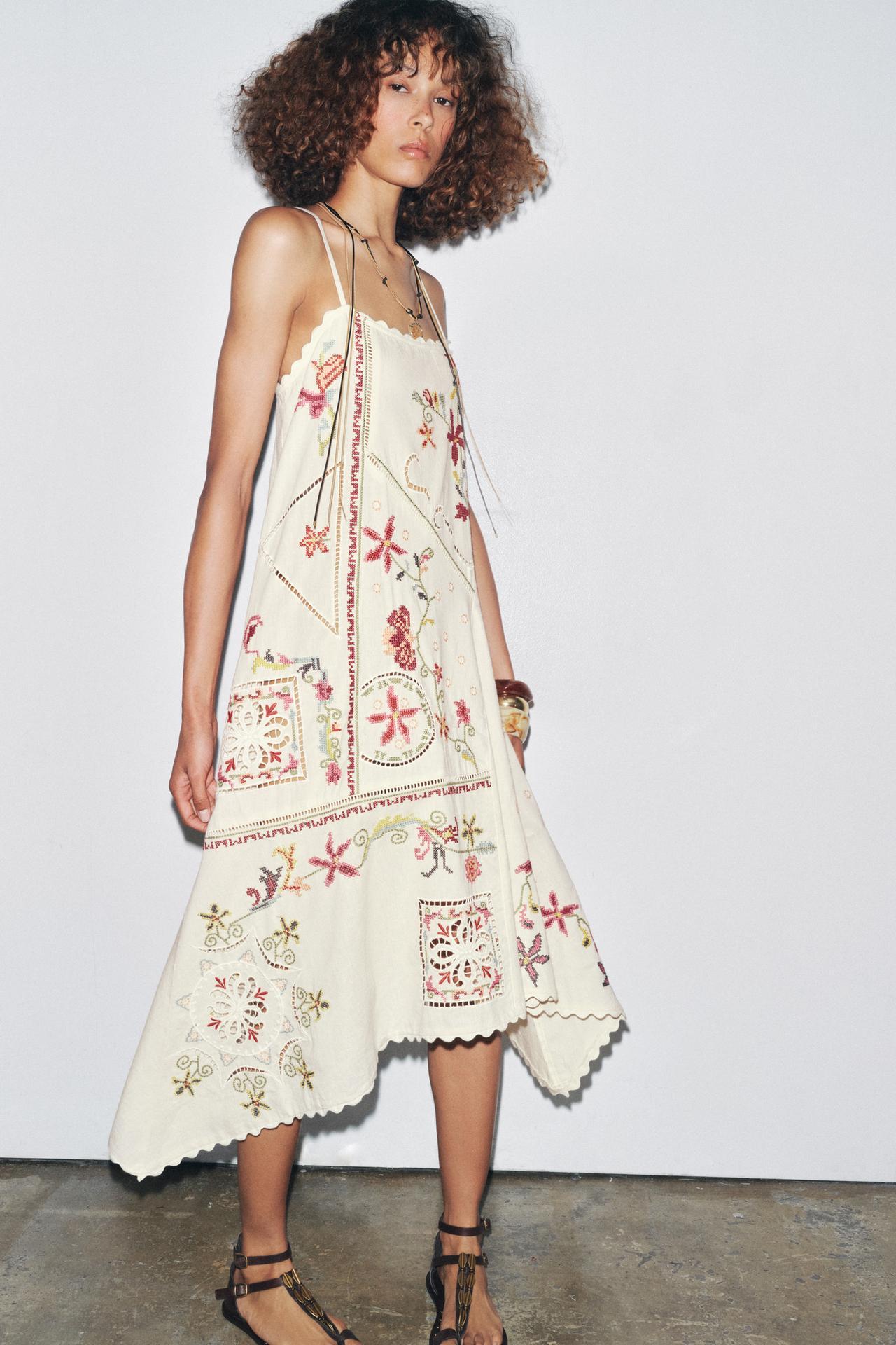Wholesale Embroidered Bohemian Linen Slip Dress