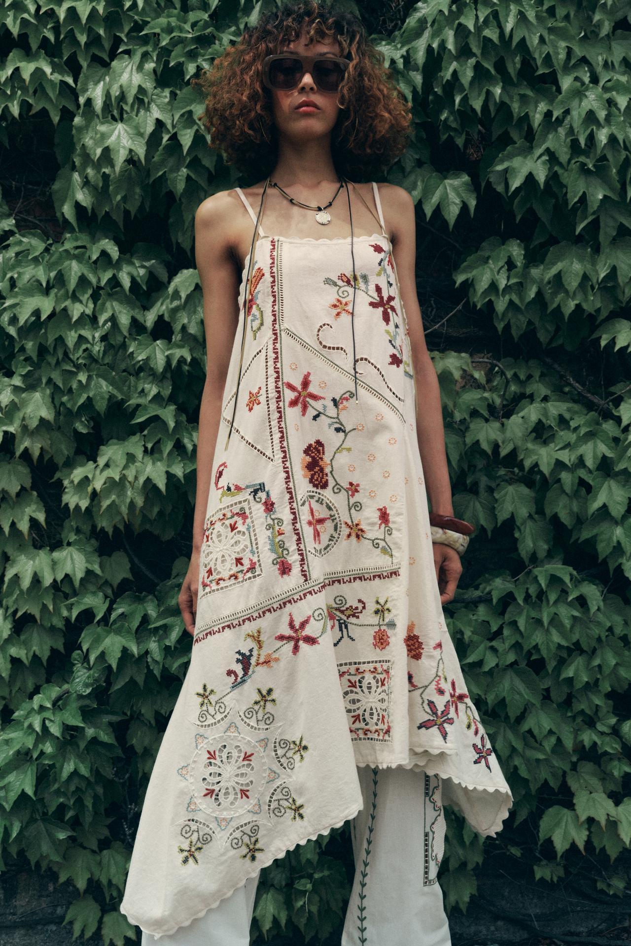 Wholesale Embroidered Bohemian Linen Slip Dress