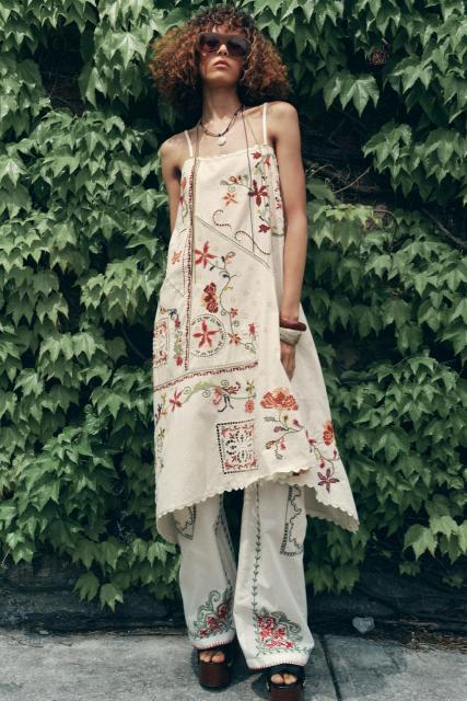 Wholesale Embroidered Bohemian Linen Slip Dress