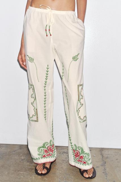 OEM Available Embroidered Bohemian Linen Shirt and Pants Set