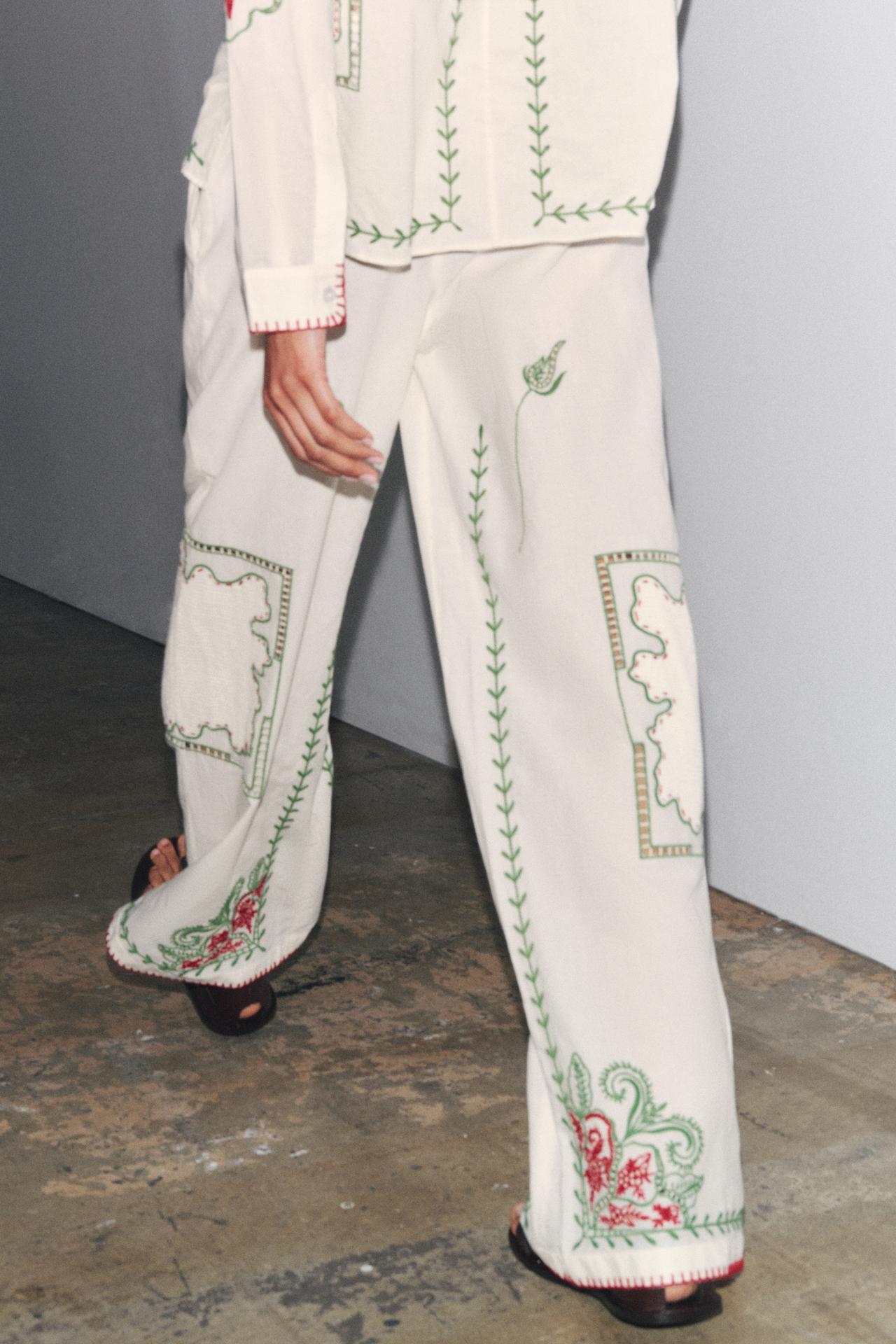 OEM Available Embroidered Bohemian Linen Shirt and Pants Set