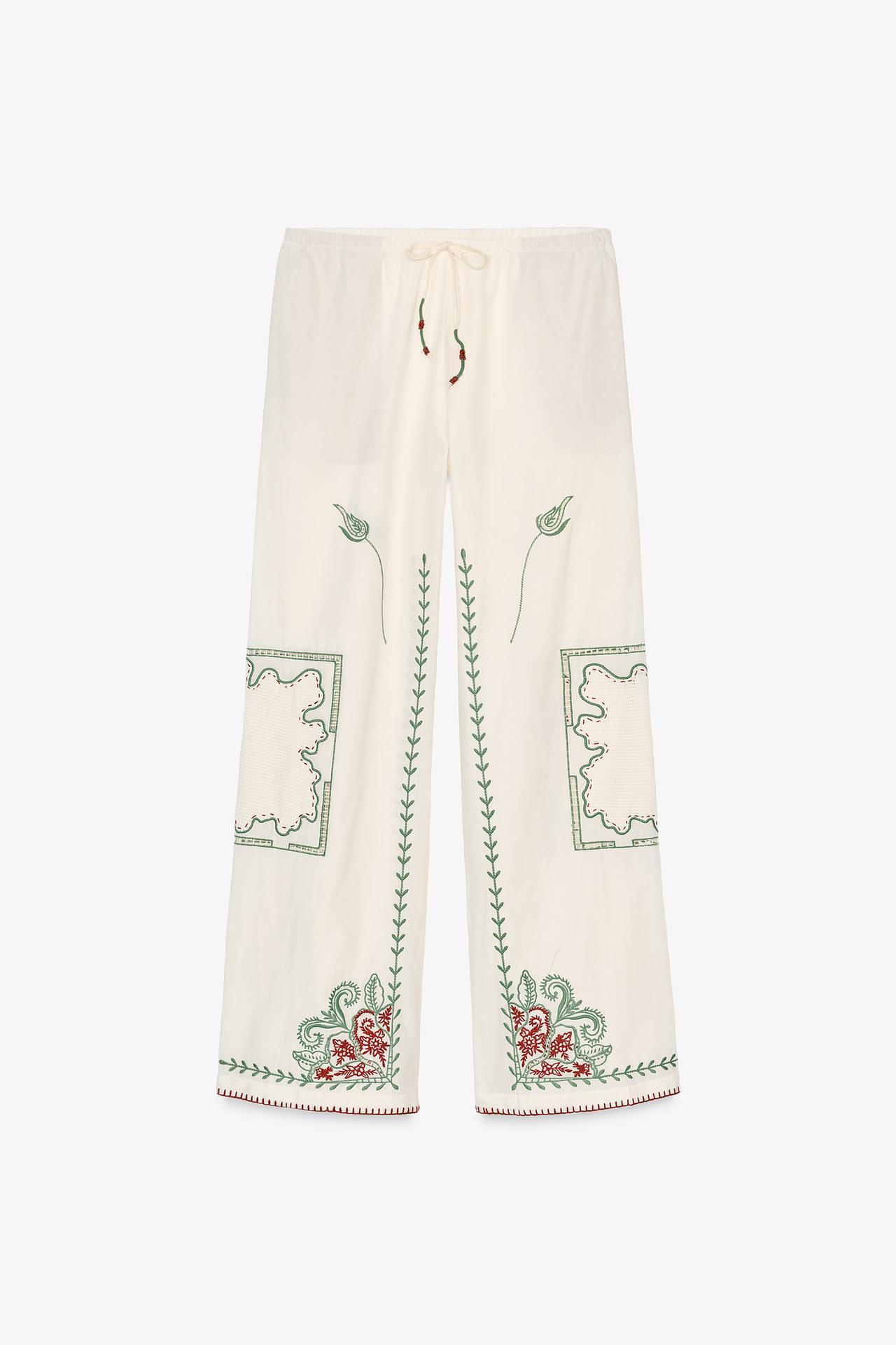 OEM Available Embroidered Bohemian Linen Shirt and Pants Set
