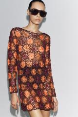 Factory Direct Crochet Floral Mesh Mini Dress