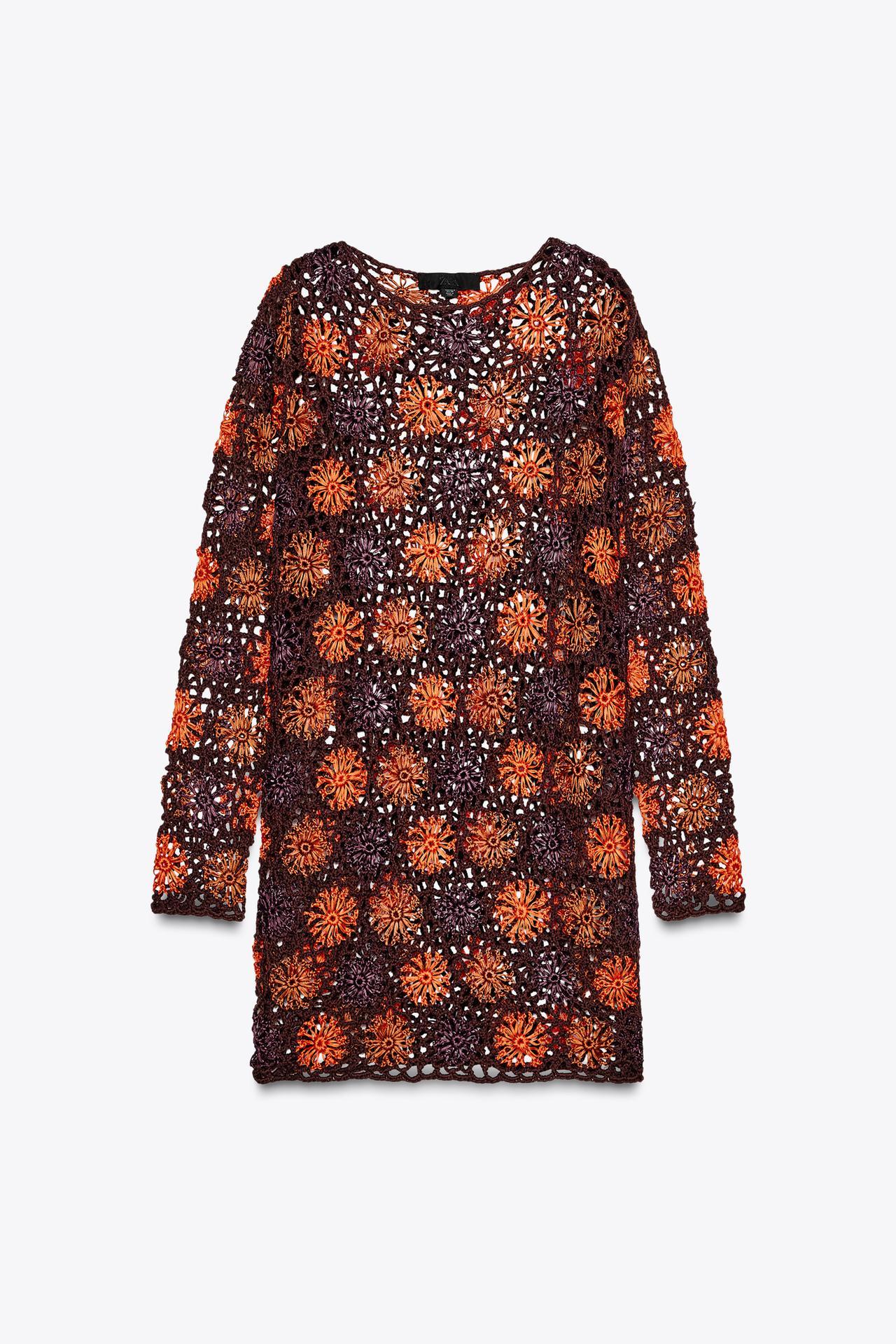 Factory Direct Crochet Floral Mesh Mini Dress