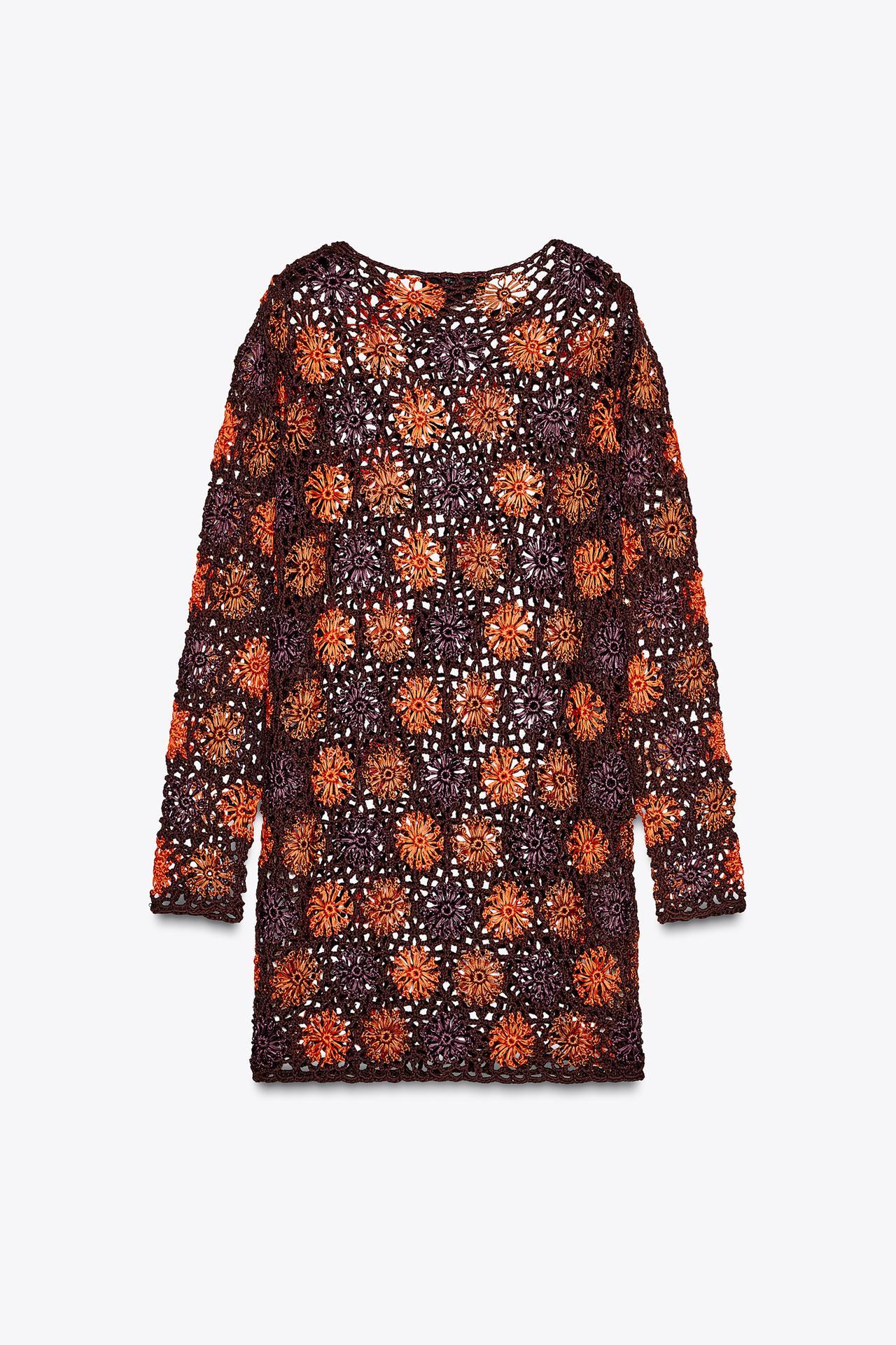 Factory Direct Crochet Floral Mesh Mini Dress