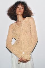 Custom Design Bohemian Crocheted Cardigan with Ruffled Hem