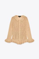 Custom Design Bohemian Crocheted Cardigan with Ruffled Hem
