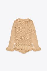 Custom Design Bohemian Crocheted Cardigan with Ruffled Hem