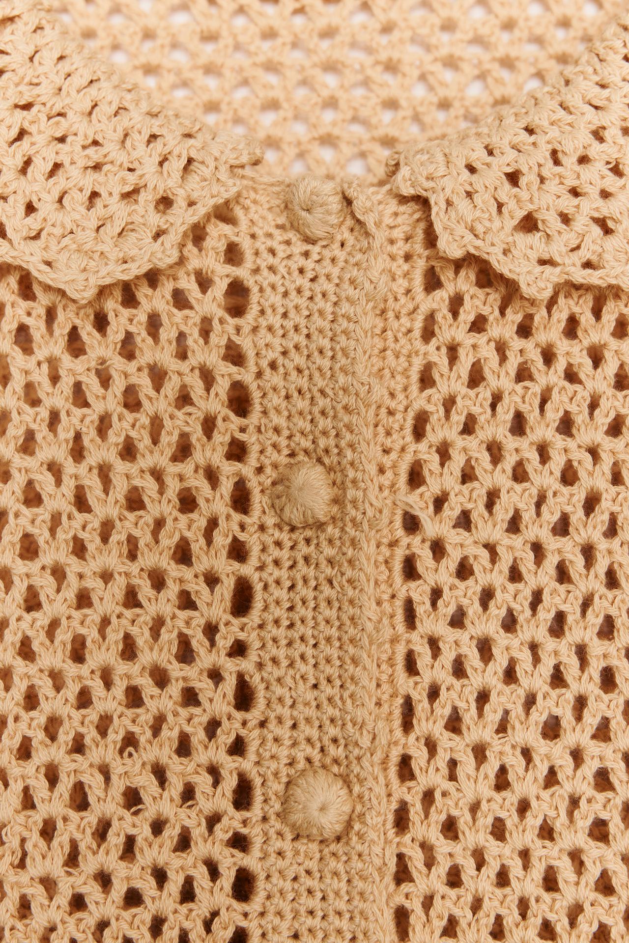 Custom Design Bohemian Crocheted Cardigan with Ruffled Hem