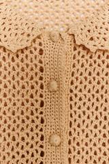 Custom Design Bohemian Crocheted Cardigan with Ruffled Hem