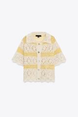 Made-to-order Crochet Floral Cardigan with Yellow Stripes