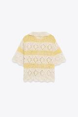 Made-to-order Crochet Floral Cardigan with Yellow Stripes