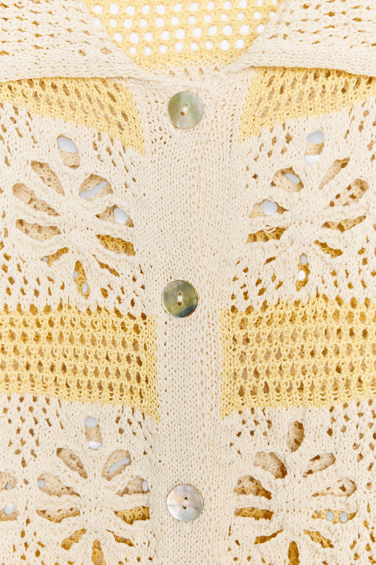 Made-to-order Crochet Floral Cardigan with Yellow Stripes