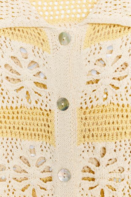 Made-to-order Crochet Floral Cardigan with Yellow Stripes