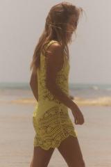 Taior-made Crochet Beach Cover-Up Dress in Neon Yellow
