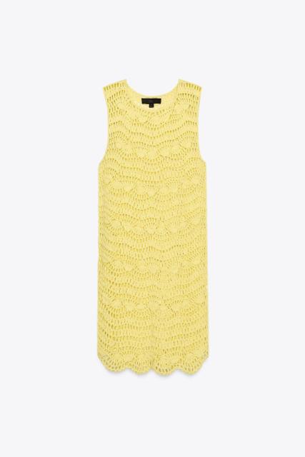 Taior-made Crochet Beach Cover-Up Dress in Neon Yellow