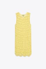Taior-made Crochet Beach Cover-Up Dress in Neon Yellow