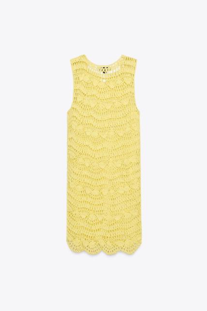 Taior-made Crochet Beach Cover-Up Dress in Neon Yellow