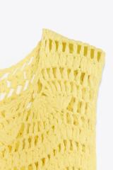 Taior-made Crochet Beach Cover-Up Dress in Neon Yellow