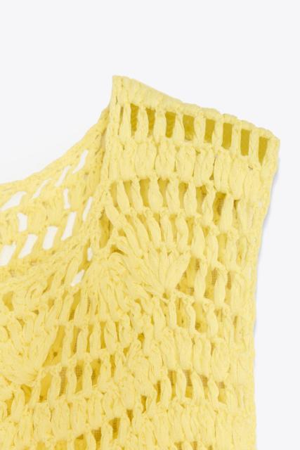 Taior-made Crochet Beach Cover-Up Dress in Neon Yellow