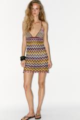 Wholesaler Crochet Multicolor Zigzag Mini Dress