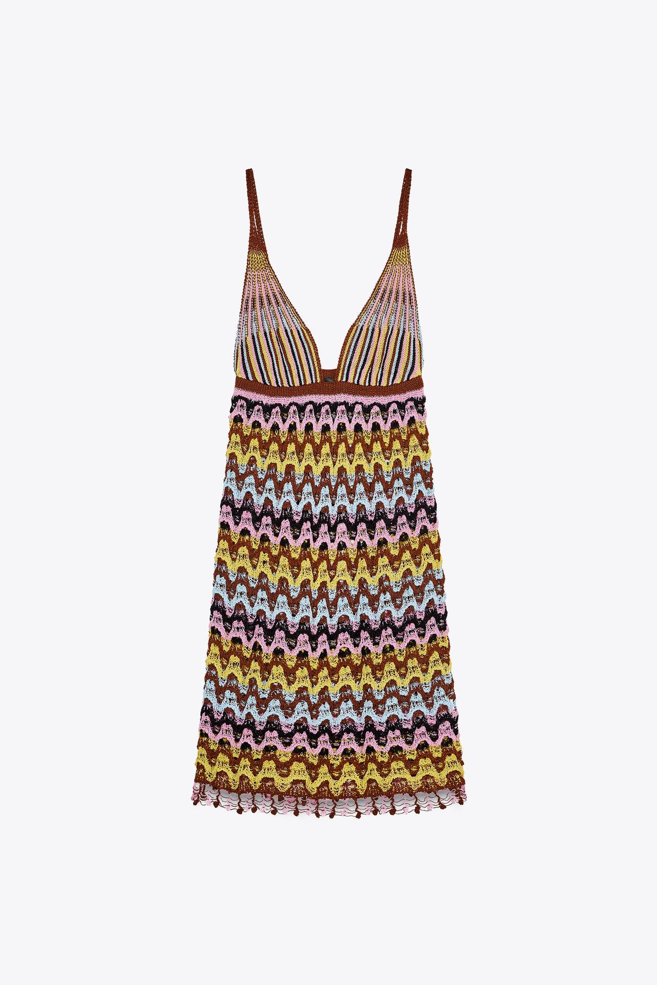 Wholesaler Crochet Multicolor Zigzag Mini Dress
