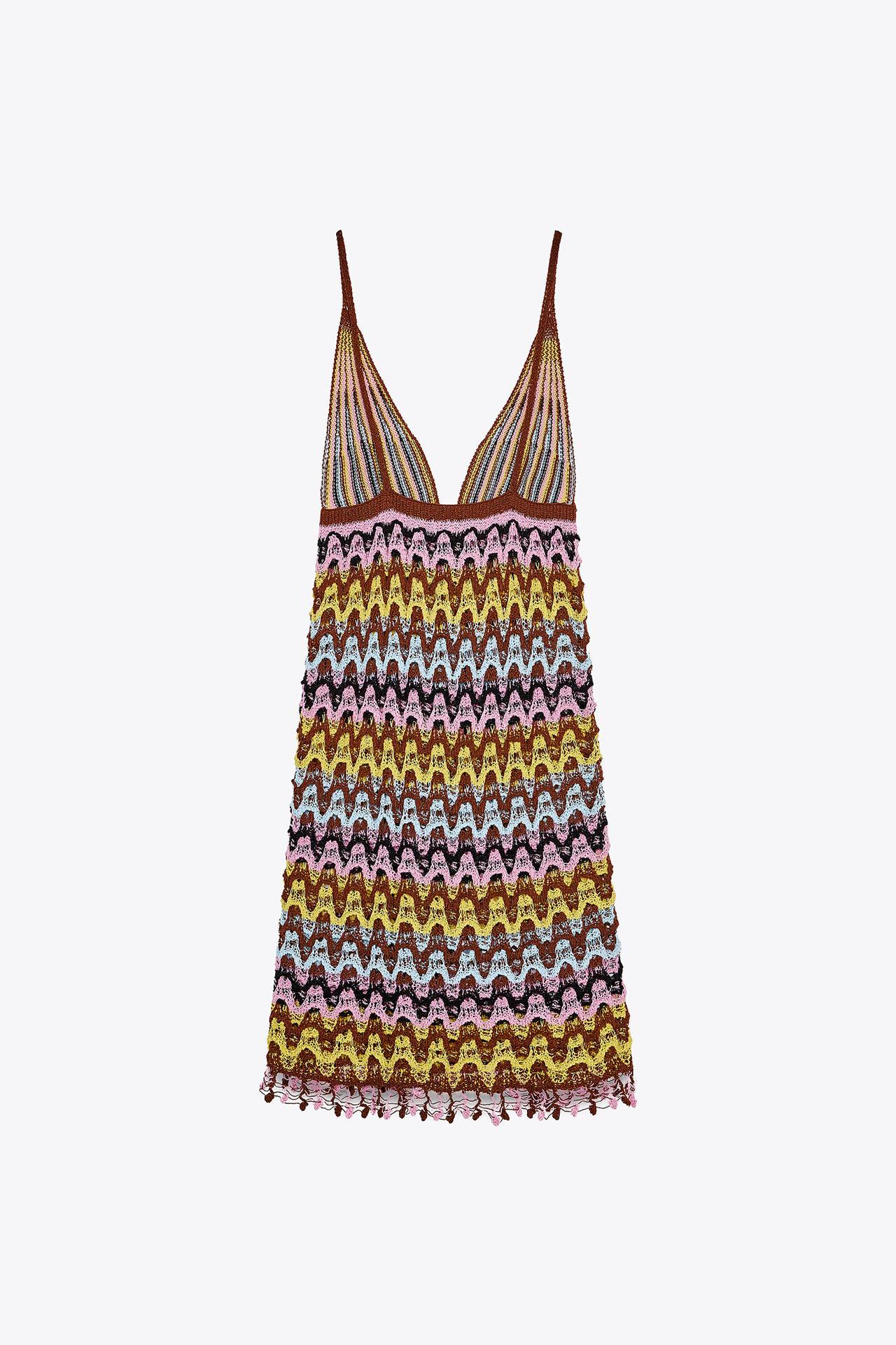 Wholesaler Crochet Multicolor Zigzag Mini Dress