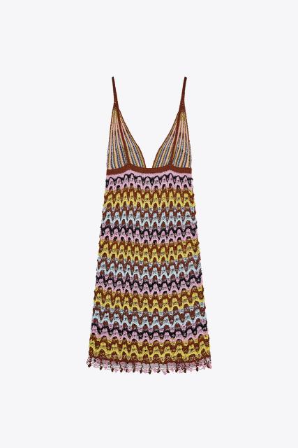 Wholesaler Crochet Multicolor Zigzag Mini Dress