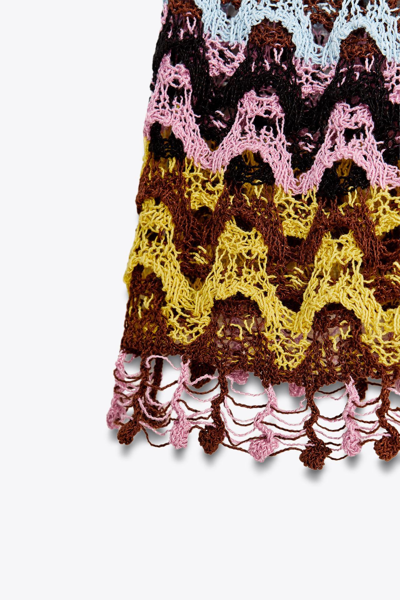 Wholesaler Crochet Multicolor Zigzag Mini Dress