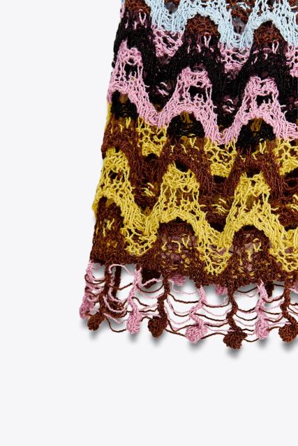 Wholesaler Crochet Multicolor Zigzag Mini Dress