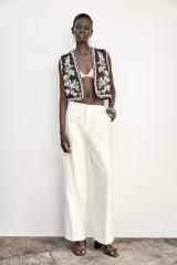 Personal Design Embroidered Boho Vest with White Linen Pants