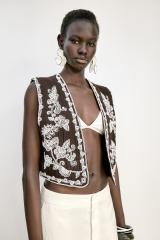 Personal Design Embroidered Boho Vest with White Linen Pants